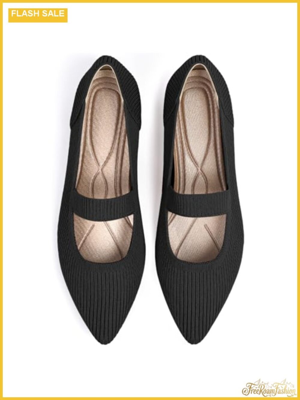 Pointed Toe Knit Mary Jane Flats